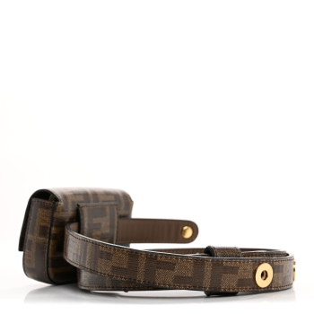 FENDI Glazed Fabric FF 1974 Belt Hip Belt Baguette Bag Mogano Panna