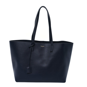 SAINT LAURENT Calfskin Large Shopping Tote Deep Marine