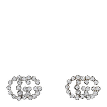GUCCI 18K White Gold Diamond Running G Earrings