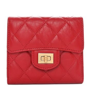CHANEL Aged Calfskin Quilted Reissue Compact Wallet Red