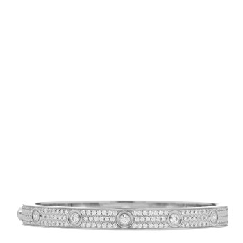 CARTIER 18K White Gold Diamond LOVE Paved Bracelet 18