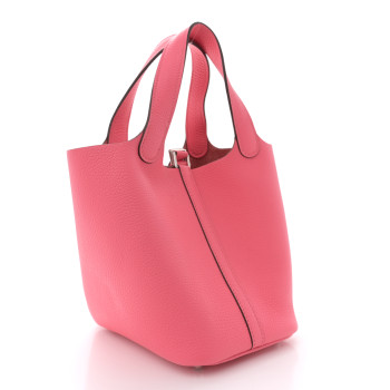 HERMES Taurillon Clemence Picotin Lock 18 PM Rose Azalee