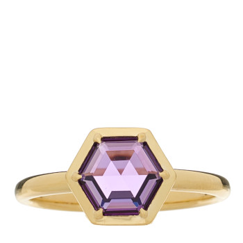 TIFFANY 18K Yellow Gold Amethyst Small Paloma Picasso Studio Hexagon Ring 54 7