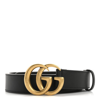 GUCCI Calfskin Double G 30mm Belt 95 38 Black