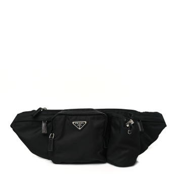 PRADA Nylon Metal Triple Pocket Belt Bag Black