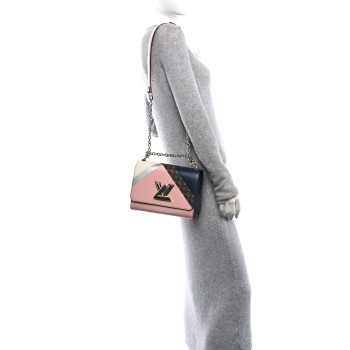 LOUIS VUITTON Epi Monogram Tape Twist Shoulder Bag MM Rose White