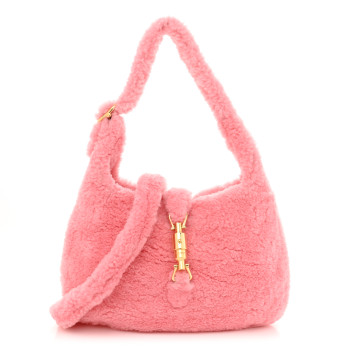 GUCCI Shearling Small Jackie 1961 Shoulder Bag Lotus Pink