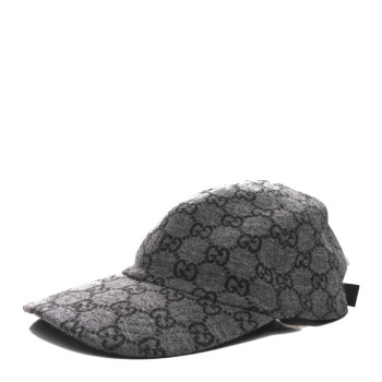 GUCCI Tessuto Wool GG Monogram Baseball Hat XL Moon Grey Dark Grey Black