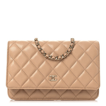 CHANEL Caviar Quilted Wallet on Chain WOC Beige