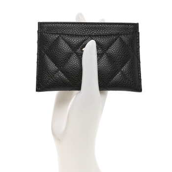 CHANEL Caviar Quilted Card Holder Black