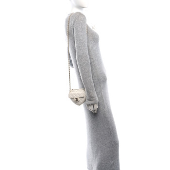 CHANEL Lambskin Quilted CC In Love Heart Clutch With Chain White
