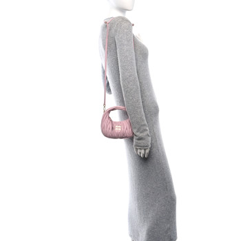 MIU MIU Nappa Matelasse Mini Wander Hobo Alabaster Pink