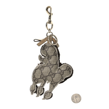 GUCCI GG Supreme Monogram Lulu French Poodle Bag Charm Brown