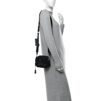 PRADA Tessuto Nylon Saffiano Re-Edition 2005 Camera Shoulder Bag Black