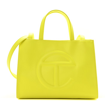 TELFAR Vegan Leather Shmedium Shopping Bag Highlighter Yellow