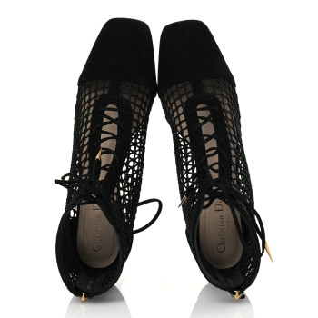 CHRISTIAN DIOR Suede Laminated Resille Naughtily-D 30mm Ankle Boots 40 Black
