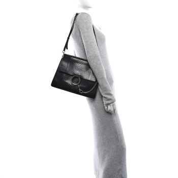 CHLOE Snakeskin Medium Faye Shoulder Bag Black