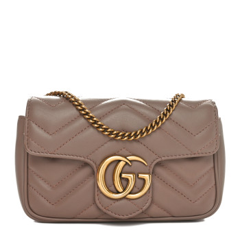 GUCCI Calfskin Matelasse Super Mini GG Marmont Shoulder Bag Porcelain Rose