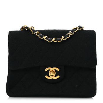 CHANEL Jersey Quilted Mini Square Flap Black