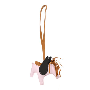 HERMES Milo Lambskin Grigri Rodeo Pegase Horse Bag Charm PM Mauve Pale Sesame Ebene