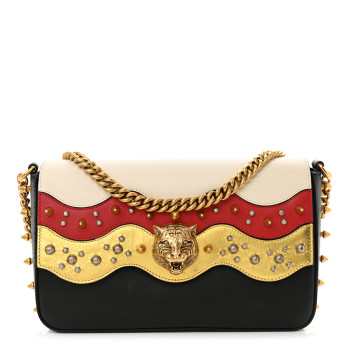 GUCCI Nappa Studded Tiger Broadway Chain Shoulder Bag Multicolor