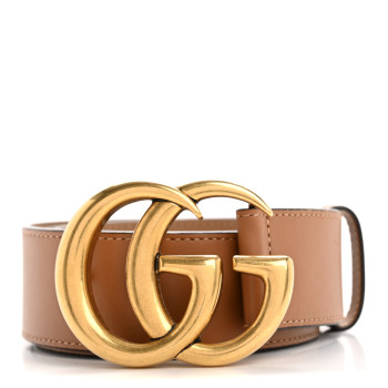 GUCCI Calfskin Double G 40mm Belt 80 32 Tan