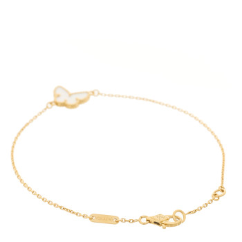 VAN CLEEF & ARPELS 18K Yellow Gold Mother of Pearl Sweet Alhambra Butterfly Bracelet