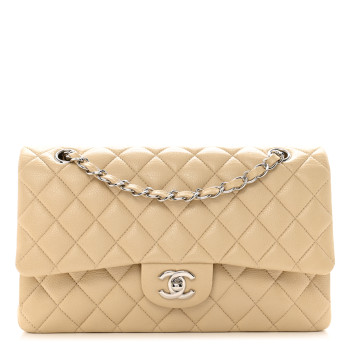 CHANEL Caviar Quilted Medium Double Flap Beige