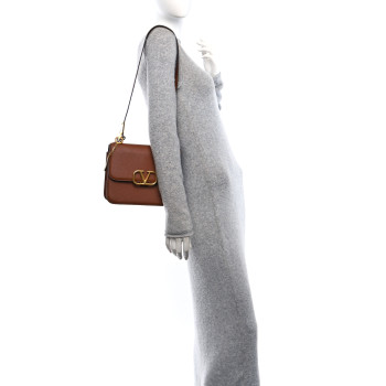 VALENTINO GARAVANI Grained Calfskin Large VSling Shoulder Bag Saddle Brown