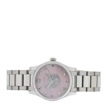 GUCCI Stainless Steel Pink Mother of Pearl 27mm G-Timeless Cat Quartz Watch