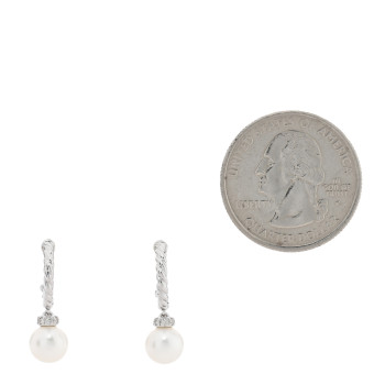 DAVID YURMAN Sterling Silver Diamond Cultured Pearl 6.5-7mm Solari Drop Earrings