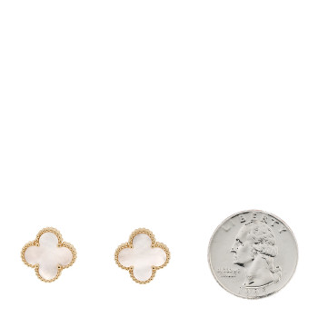 VAN CLEEF & ARPELS 18K Yellow Gold Mother of Pearl Vintage Alhambra Earrings