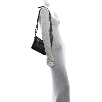 CHANEL Aged Calfskin Quilted Small Gabrielle Hobo Black