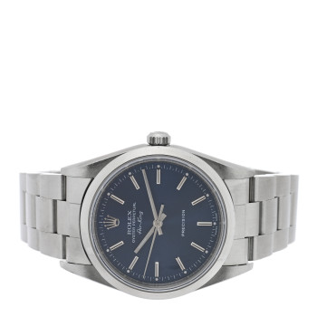 ROLEX Stainless Steel 34mm Air-King Oyster Perpetual Precision Watch Blue 14000