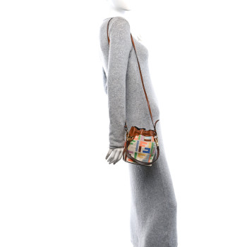 FENDI Kuban Canvas Vitello King F is Fendi FF Embroidered Mini Mon Tresor Bucket Bag Multicolor Cuoio
