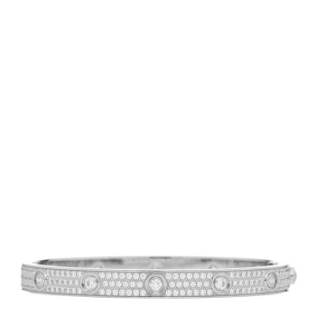 CARTIER 18K White Gold Diamond LOVE Paved Bracelet 18
