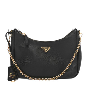 PRADA Saffiano Lux Re-Edition 2005 Shoulder Bag Black