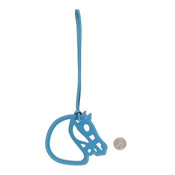 HERMES Swift Paddock Cheval Horse Bag Charm Bleu Zanzibar