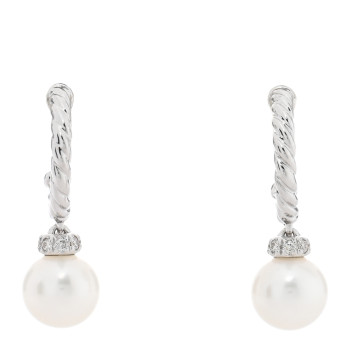 DAVID YURMAN Sterling Silver Diamond Cultured Pearl 6.5-7mm Solari Drop Earrings