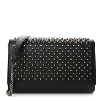 CHRISTIAN LOUBOUTIN Calfskin Spikes Paloma Clutch Black Gunmetal