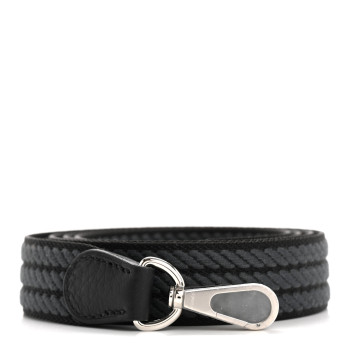 HERMES Toile Swift 25mm Sangle Cordage Shoulder Strap Black Gris Misty