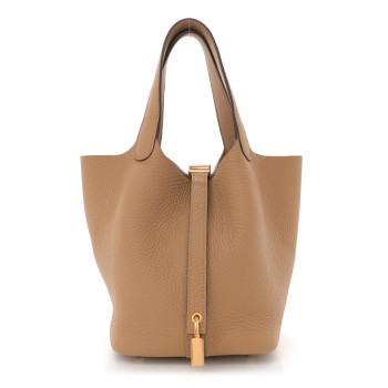 HERMES Taurillon Clemence Picotin Lock 18 PM Biscuit