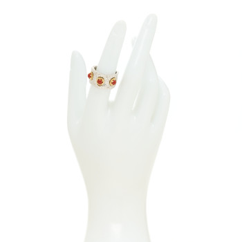 BUCCELLATI Sterling Silver Gold Vermeil Red Jasper Blossoms Daisy Color Eternelle Ring 53 6.5