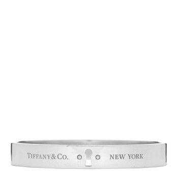 TIFFANY Sterling Silver Diamond Narrow Locks Bangle Bracelet