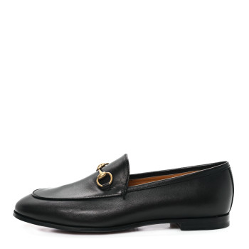 GUCCI Betis Glamour Calfskin Womens Jordaan Loafers 37 Black