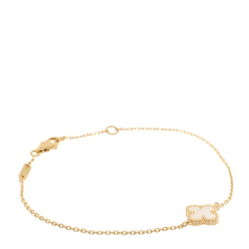 VAN CLEEF & ARPELS 18K Yellow Gold Mother of Pearl Sweet Alhambra Bracelet