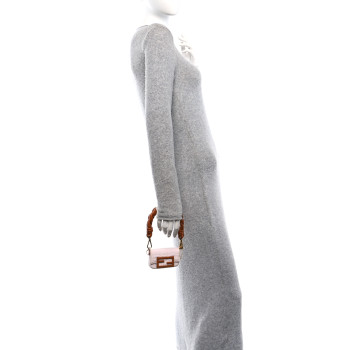 FENDI Nylon Nappa FF Embroidered Nano Baguette Maxi Handle Charm Light Pink