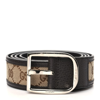 GUCCI Monogram Dollar Calfskin 40mm Belt 115 46 Beige Ebony Testa Di Moro