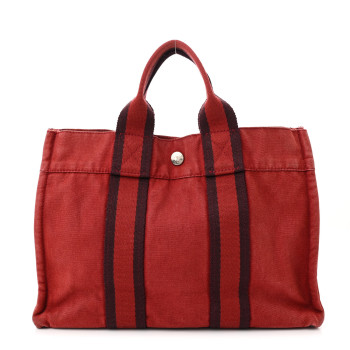 HERMES Canvas Tout Fourre PM Red