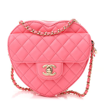 CHANEL Lambskin Quilted CC In Love Heart Bag Pink